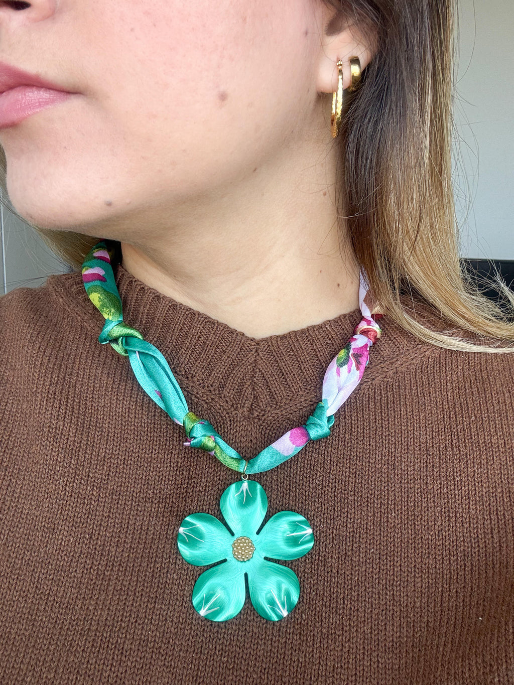 Collar Flor Turquesa